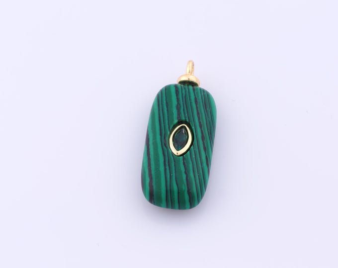 1 pcs Gold Energy Stone Pendant,18K Gold Filled Natural Stone Charm,Malachite Charms DIY Bracelet Necklace Jewelry Making Findings Supply