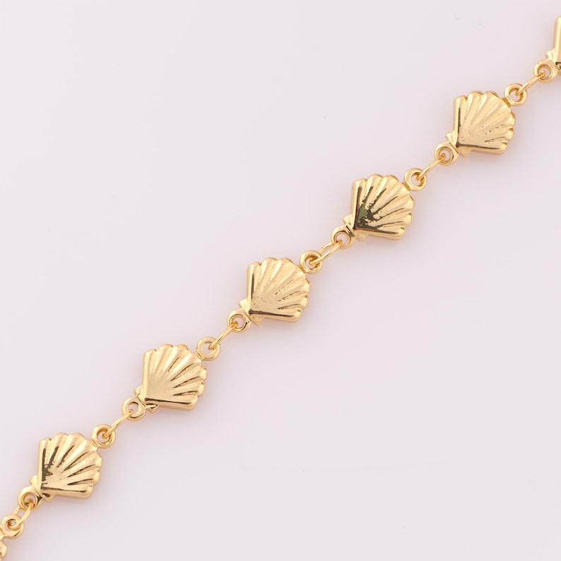 1 Meter Gold Shell Chain, 18K Gold Filled Semi Finished Chain ...