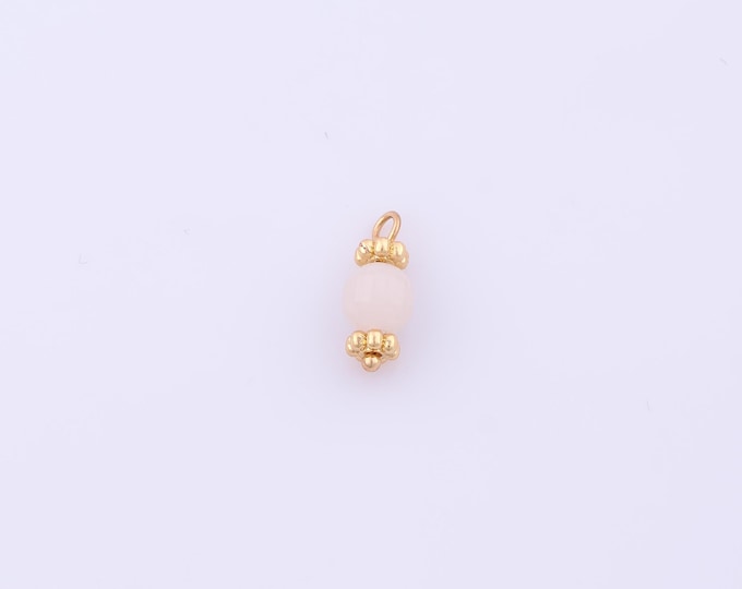 1 pcs Gold Energy Stone Pendant,18K Gold Filled Natural Stone Charm,White Jade Charms DIY Bracelet Necklace Jewelry Making Findings Supply