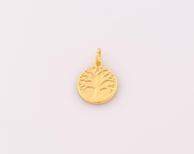 1 pcs Gold Tree of Life Pendant,18K Gold Filled Round Tree Charm,Tree of Life Charms DIY Bracelet Necklace Jewelry Making Findings Supply