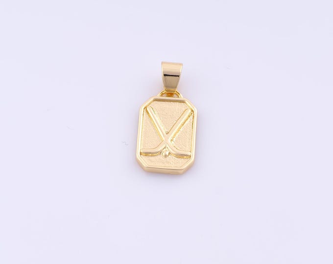 1 pcs Gold Field Hockey Pendant,18K Gold Filled Sports Charm,Field Hockey Charms DIY Bracelet Necklace Jewelry Making Findings Supply