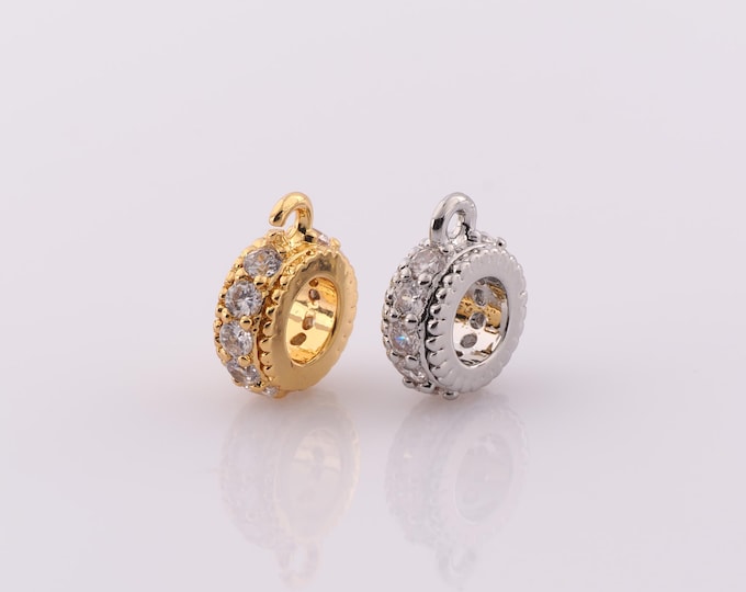 1 pcs 18K Gold Filled Round Flat Spacer Beads,Flat Beads,Round Beads for DIY Jewelry Making Findings Supply