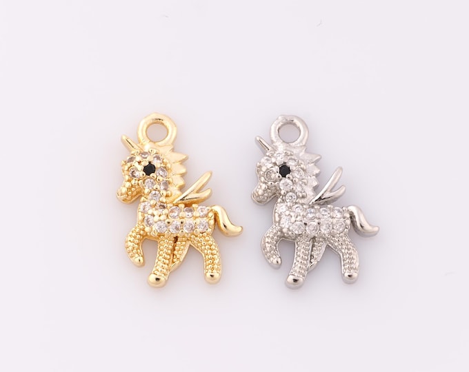 1 pcs Gold CZ Pegasus Pendant,18K Gold Filled Pegasus Charm,Pegasus Charm DIY Bracelet Necklace Jewelry Making Findings Supply
