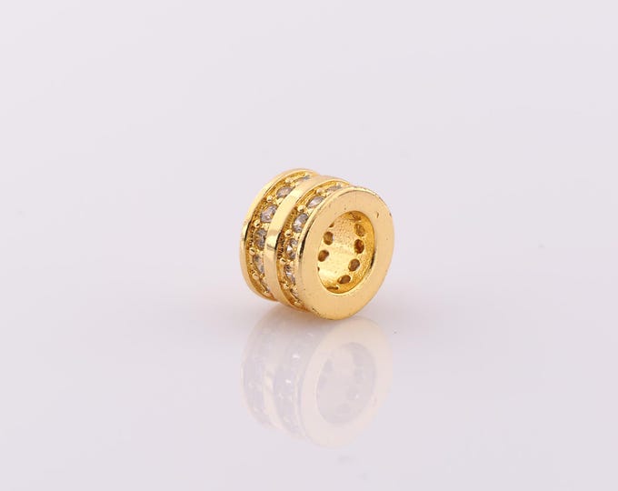 1 pcs 18K Gold Filled Round Spacer Beads,Large Hole Beads,Wide Beads for DIY Jewelry Making Findings Supply