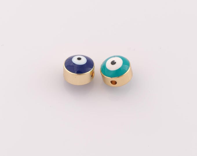 1 pcs 18K Gold Filled Evil Eye Spacer Beads,Enamel Eye Beads,Eye Beads for DIY Jewelry Making Findings Supply