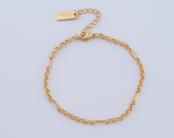 1 Str Gold Rolo Bracelet, 18K Gold Filled Square Bracelet,Lobster Clasp Bracelet, Fashion Bracelet, Gift For Her