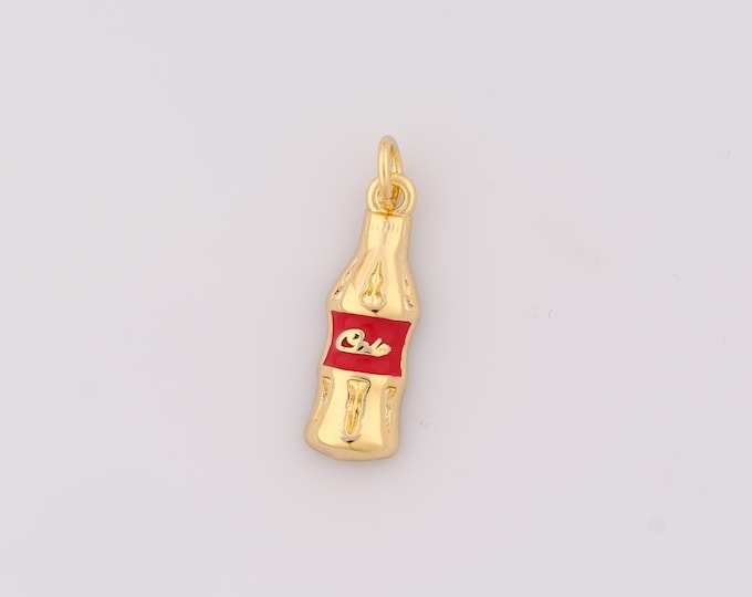 Gold Enamel Coke Bottle Pendant,18K Gold Filled Coke Bottle Charm Coke Bottle Charms,DIY Bracelet Necklace Jewelry Making Findings Supply