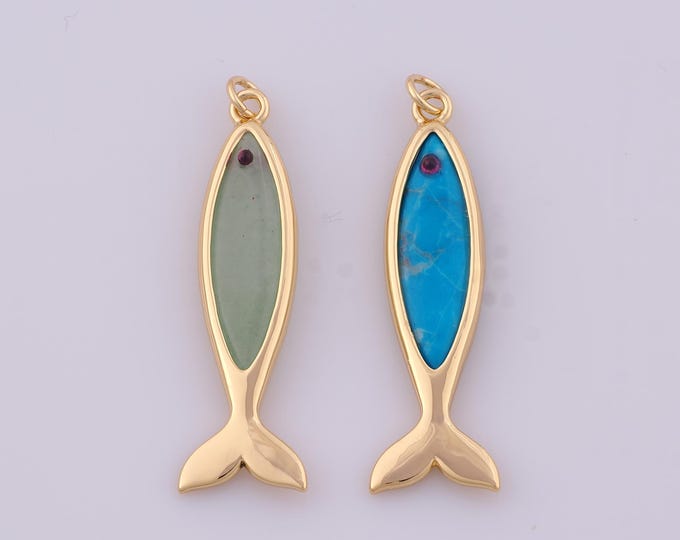 1 pcs Gold Fish Pendant,18K Gold Filled Marine Life Charm,Fish Charms DIY Bracelet Necklace Jewelry Making Findings Supply