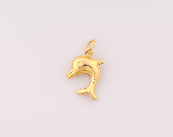 1 pcs Gold Dolphin Pendant,18K Gold Filled Marine Life Charm,Dolphin Charms DIY Bracelet Necklace Jewelry Making Findings Supply