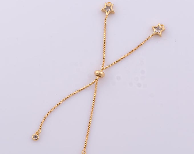 1 Str Gold Star Extendable Chain, 18K Gold Filled Slider Bracelet, Adjustable Chains, DIY Jewelry Making Supplies