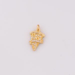 1 pcs Gold CZ Pizza Pendant,18K Gold Filled Pizza Charm,Pizza Charms,DIY Bracelet Necklace Jewelry Making Findings Supply
