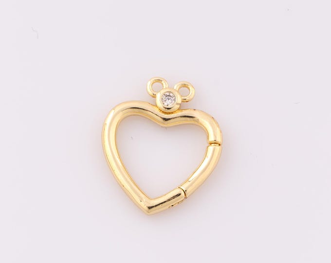 1 pcs Gold Snap Clasp,18K Gold Filled Heart Clasp,Snap Clasp for DIY Bracelet Necklace Jewelry Making Findings Supply
