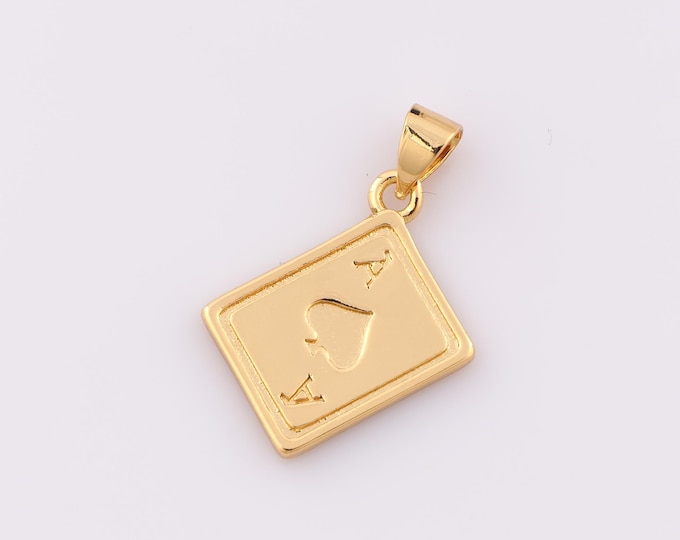 1 pcs Gold Playing Card Pendant,18K Gold Filled Playing Card Charm,Playing Card Charm DIY Bracelet Necklace Jewelry Making Findings Supply