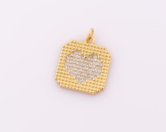 1 pcs Gold CZ Heart Pendant,18K Gold Filled Heart Charm,Heart Charm DIY Bracelet Necklace Jewelry Making Findings Supply