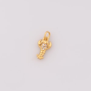 1 pcs Gold CZ Lobster Pendant,18K Gold Filled Lobster Charm,Lobster Charms,DIY Bracelet Necklace Jewelry Making Findings Supply