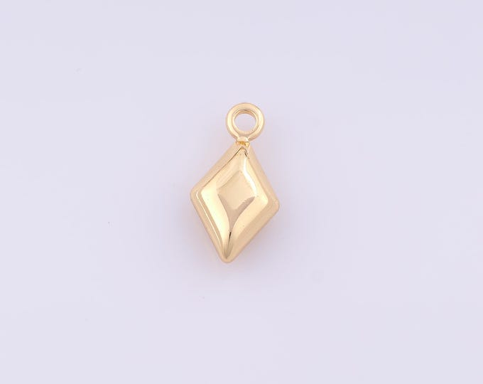 1 pcs Gold Puffed Rhombus Pendant,18K Gold Filled Rhombus Charm,Rhombus Charms DIY Bracelet Necklace Jewelry Making Findings Supply