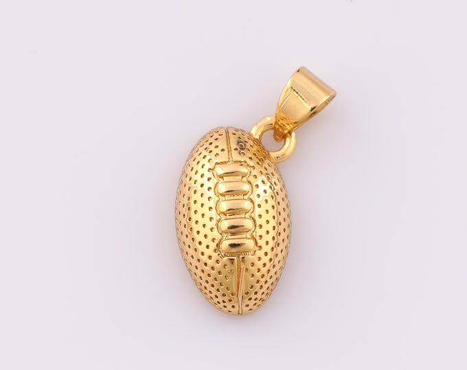 1 pcs Gold Rugby Pendant,18K Gold Filled Rugby Charm,Rugby Charm DIY Bracelet Necklace Jewelry Making Findings Supply