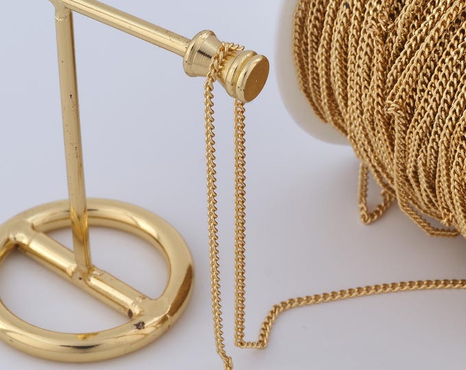 1 Meter Gold Curb Chain, 18K Gold Filled Semi Finished Chain, Specialty Chains, DIY Jewelry Making Supplies
