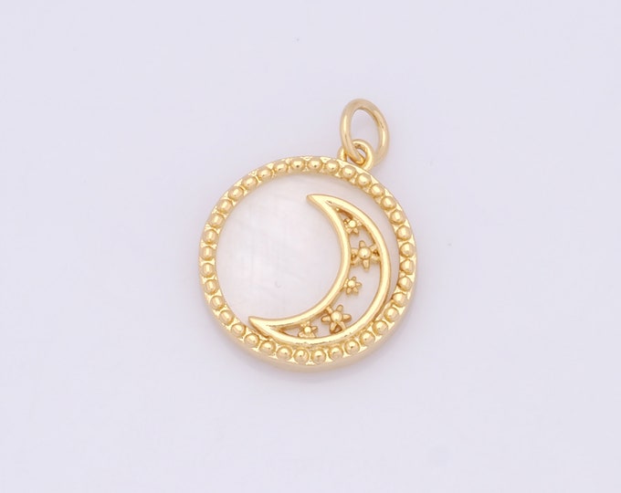 1 pcs Gold Moon Pendant,18K Gold Filled Fritillary Crescent Moon Charm,Moon  Charms DIY Bracelet Necklace Jewelry Making Findings Supply