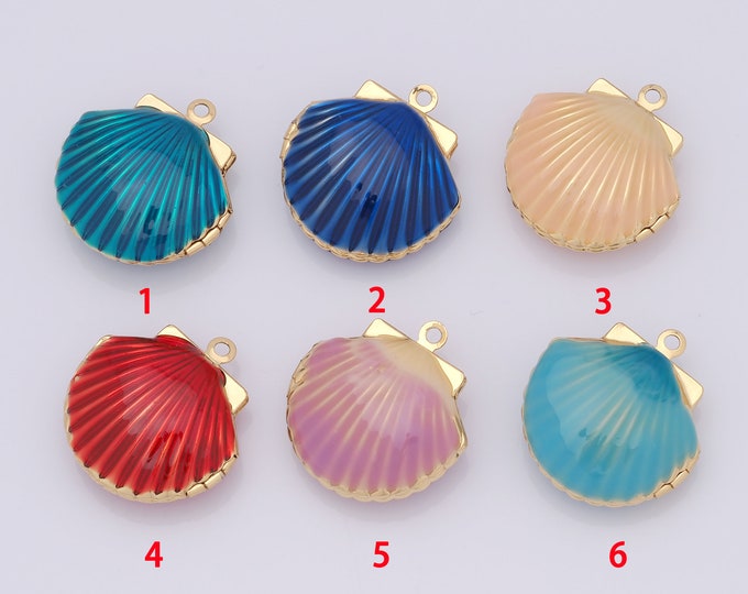 1 pcs Gold Photo Frame Pendant,18K Gold Filled Shell Charm,Shell  Charm DIY Bracelet Necklace Jewelry Making Findings Supply