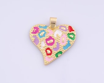 1 pcs Gold Enamel Heart Pendant,18K Gold Filled Love Charm,Heart Charms DIY Bracelet Necklace Jewelry Making Findings Supply