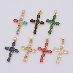 1 pcs Gold Cross Pendant,18K Gold Filled CZ Christian Charm,Religion Charm DIY Bracelet Necklace Jewelry Making Findings Supply