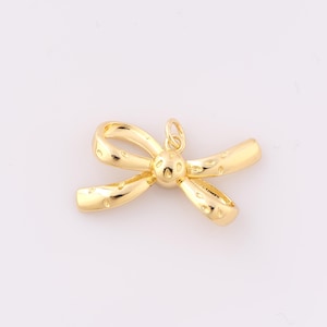 1 pcs Gold Bow Pendant,18K Gold Filled Bow Charm,Bow Charm DIY Bracelet Necklace Jewelry Making Findings Supply