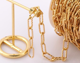 1 Meter Gold Paper Clip Chain, 18K Gold Filled Semi Finished Chain, Specialty Chains, DIY Jewelry Making Supplies