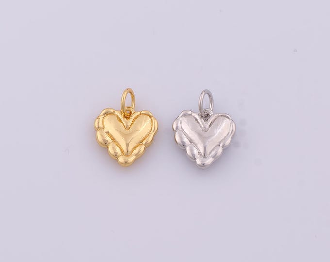 1 pcs Gold Heart Pendant,18K Gold Filled Love Charm,Heart Charms DIY Bracelet Necklace Jewelry Making Findings Supply