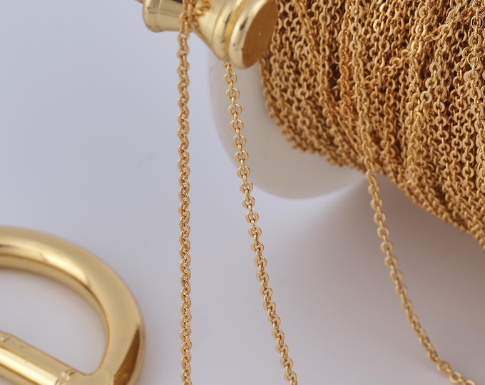 1 Meter Gold Rolo Chain, 18K Gold Filled Semi Finished Chain, Specialty Chains, DIY Jewelry Making Supplies