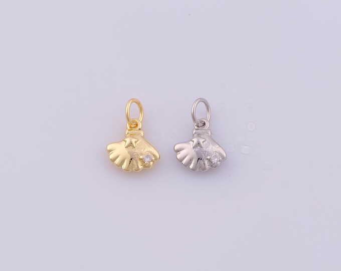 1 pcs Gold CZ Shell Pendant,18K Gold Filled Starfish Charm,Oyster Charms DIY Bracelet Necklace Jewelry Making Findings Supply