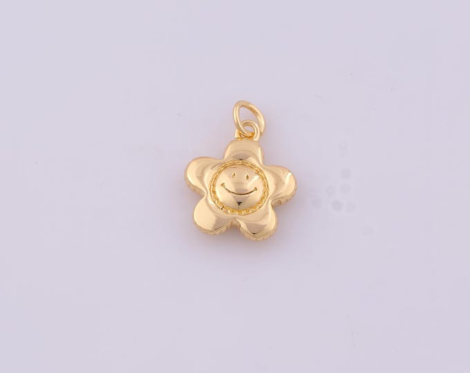 1 pcs Gold Flower Pendant,18K Gold Filled Flower Charm,Flower Charms DIY Bracelet Necklace Jewelry Making Findings Supply