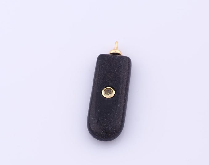1 pcs Gold Energy Stone Pendant,18K Gold Filled Natural Stone Charm,Stone Charms DIY Bracelet Necklace Jewelry Making Findings Supply