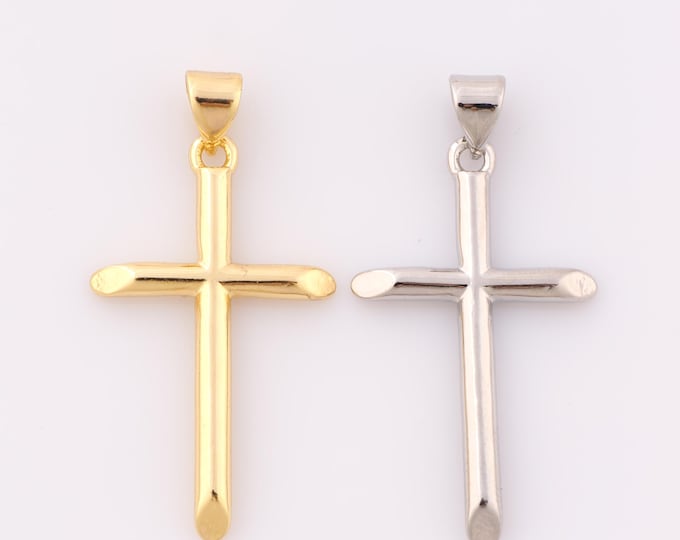 1 pcs Gold Cross Pendant,18K Gold Filled Religious Charm,Christian Charm DIY Bracelet Necklace Jewelry Making Findings Supply