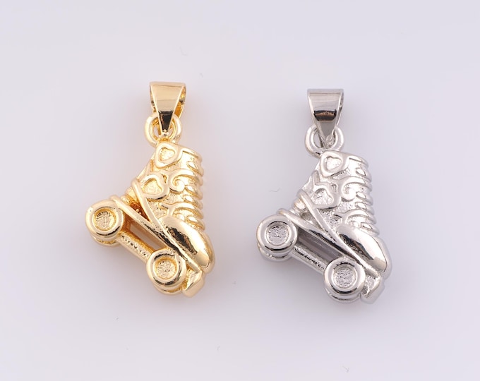 1 pcs Gold Skates Pendant,18K Gold Filled Minimalist Charm,Skates Charms,DIY Bracelet Necklace Jewelry Making Findings Supply
