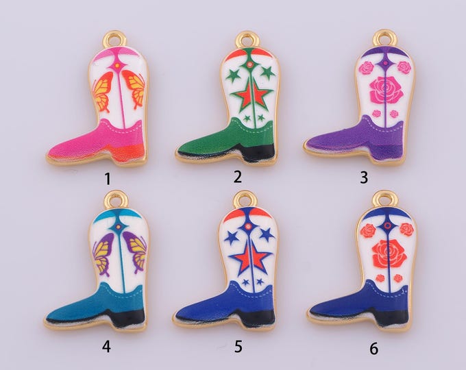 1 pcs Enamel Knight Boot Pendant,18K Gold Filled Knight Boot Charm,Knight Boot Charms DIY Necklace Jewelry Making Finding Supply