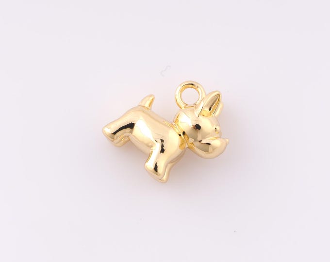 1 pcs Gold Dog Pendant,18K Gold Filled Animal Charm,Animal Charms,DIY Bracelet Necklace Jewelry Making Findings Supply