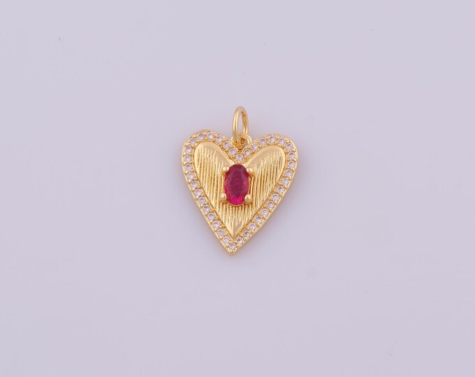 1 pcs Gold CZ Heart Pendant,18K Gold Filled Love Charm,Heart Charms DIY Bracelet Necklace Jewelry Making Findings Supply