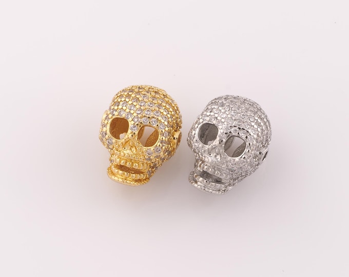 1 pcs 18K Gold Filled Skull Spacer Beads,Skull Beads,Skull Beads for DIY Jewelry Making Findings Supply