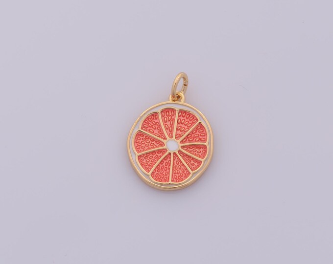1 pcs Gold Enamel Lemon Slice Pendant,18K Gold Filled Fruit Charm,Lemon Slice Charms DIY Bracelet Necklace Jewelry Making Findings Supply