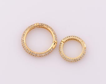 1 pcs Gold CZ Round Clasp,18K Gold Filled Push Door Clasp,Snap Clasp for DIY Bracelet Necklace Jewelry Making Findings Supply