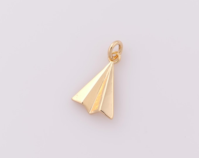 1 pcs Gold Airplane Pendant,18K Gold Filled Airplane Charm,Airplane Charm DIY Bracelet Necklace Jewelry Making Findings Supply