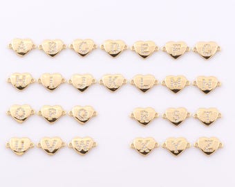 Gold CZ Alphabet Connector,18K Gold Filled Initial Connector,Letters Connector DIY Bracelet Necklace Jewelry Making Findings Supply
