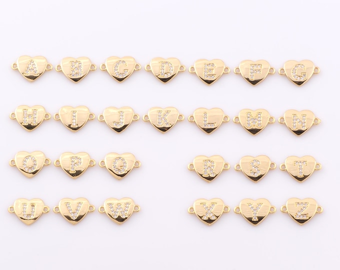Gold CZ Alphabet Connector,18K Gold Filled Initial Connector,Letters Connector DIY Bracelet Necklace Jewelry Making Findings Supply