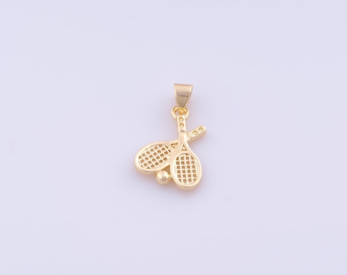 1 pcs Gold Racket Pendant,18K Gold Filled Sports Charm,Racket Charms DIY Bracelet Necklace Jewelry Making Findings Supply