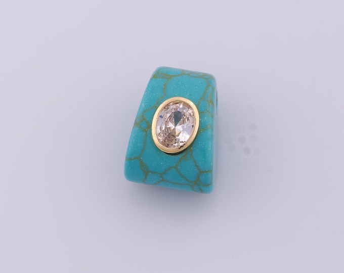 1 pcs Gold CZ Natural Stone Pendant,18K Gold Filled Energy Stone Charm,Stone Charms DIY Bracelet Necklace Jewelry Making Findings Supply