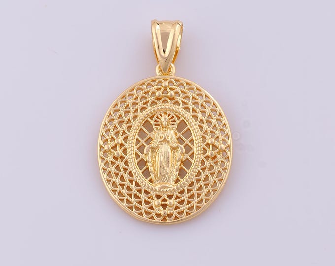 1 pcs Gold Virgin Mary Pendant,18K Gold Filled Religion Charm,Catholic Charms DIY Bracelet Necklace Jewelry Making Findings Supply