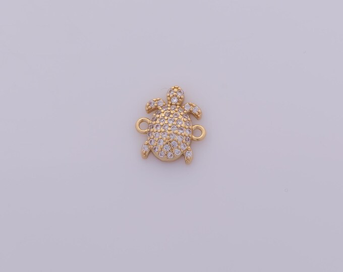 1 pcs Gold CZ Turtle Connectors,18K Gold Filled Animal Connector,Turtle Connector DIY Bracelet Necklace Jewelry Making Findings Supply