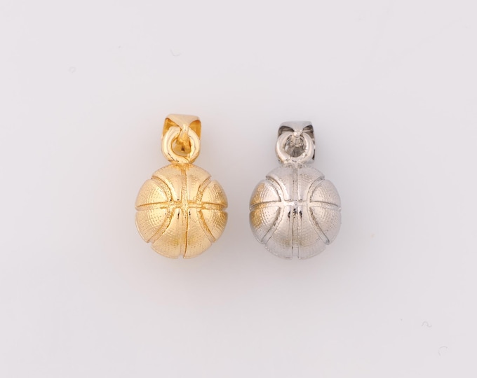 1 pcs Gold Basketball Pendant,18K Gold Filled Sports Charm,Basketball Charms,DIY Bracelet Necklace Jewelry Making Findings Supply
