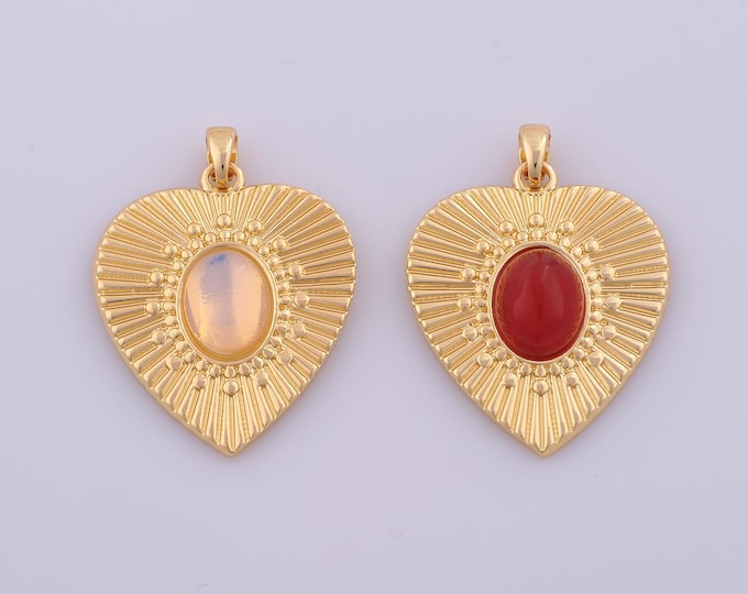 1 pcs Gold Heart Pendant,18K Gold Filled Love Charm,Heart Charms DIY Bracelet Necklace Jewelry Making Findings Supply